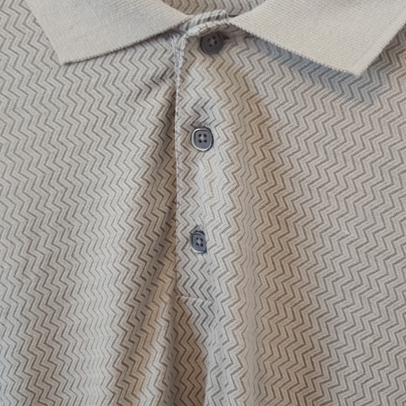 OSCAR DE LA RENTA MENSWEAR | Men's Long Sleeve Polo Shirt Tan - Picture 3 of 7